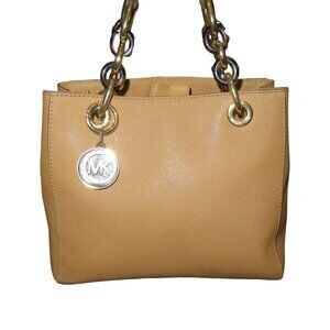 Michael Kors Cynthia Tan Saffiano Leather Chain Handle Tote handbag